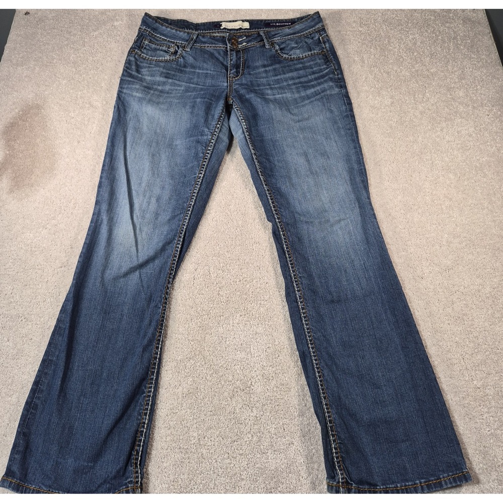 Women Vigoss Collection bootcut jeans stretch blend low cut medium sandblast Y2K